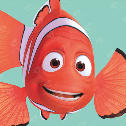 Diamond Painting Marlin 9" x 9" (22.8cm x 22.8cm) / Round with 18 Colors including 1 AB and 2 Fairy Dust Diamonds / 6,889