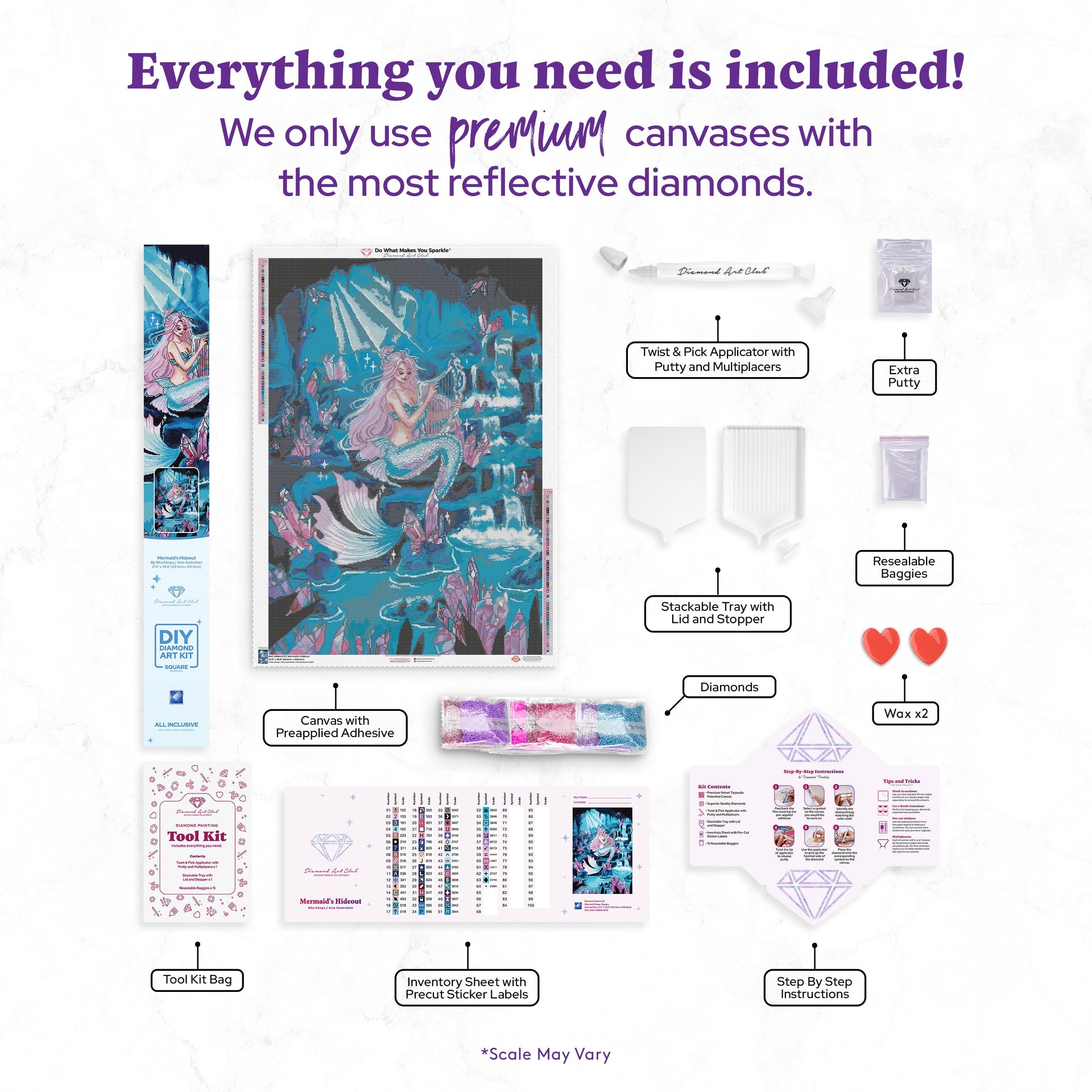 Diamond Painting Mermaid's Hideout 27.6" x 39.8" (69.9cm x 100.8cm) / Square with 64 Colors including 1 AB and 2 Iridescent Diamonds and 3 Fairy Dust Diamonds / 113,805