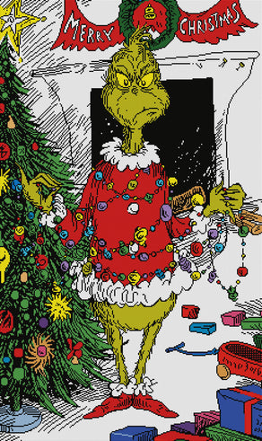Diamond Painting Merry Grinchmas 23.6" x 39.8" (60cm x 100.8cm) / Square with 18 Colors including 2 ABs and 3 Fairy Dust Diamonds / 97,605