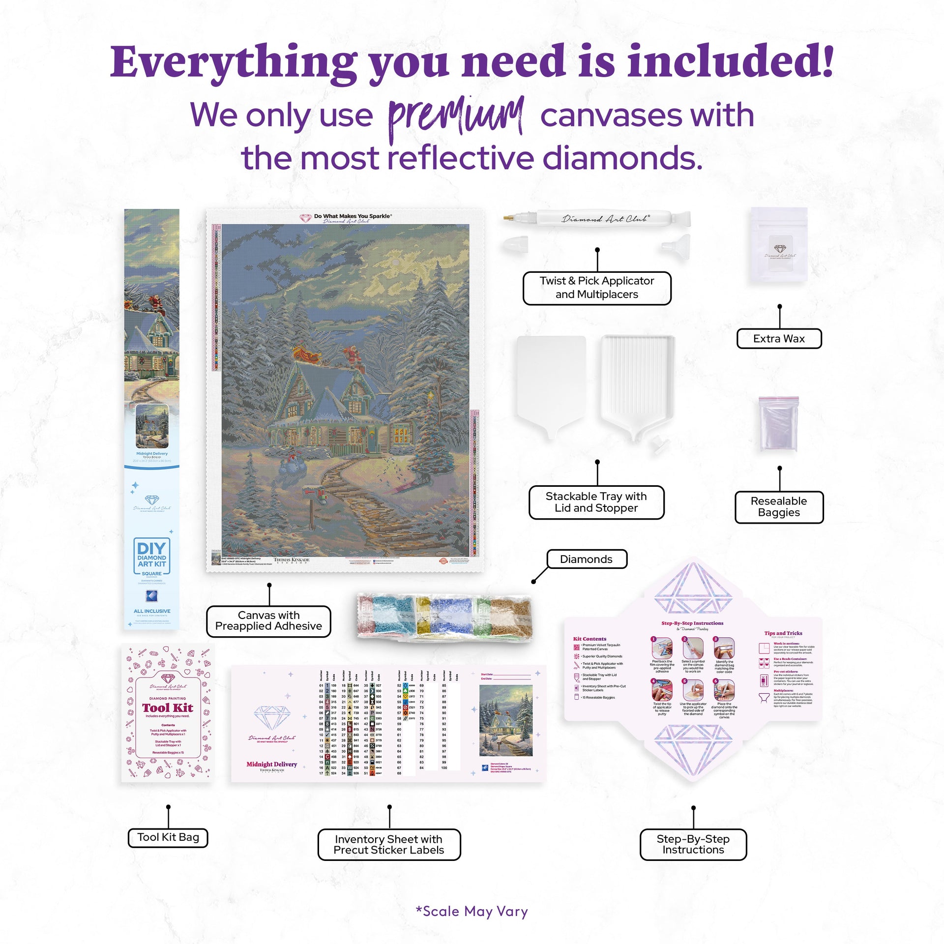 Diamond Painting Midnight Delivery 25.6" x 34.3" (65cm x 86.9cm) / Square With 58 Colors Including 3 ABs and 3 Iridescent Diamonds and 3 Fairy Dust Diamonds / 91,089