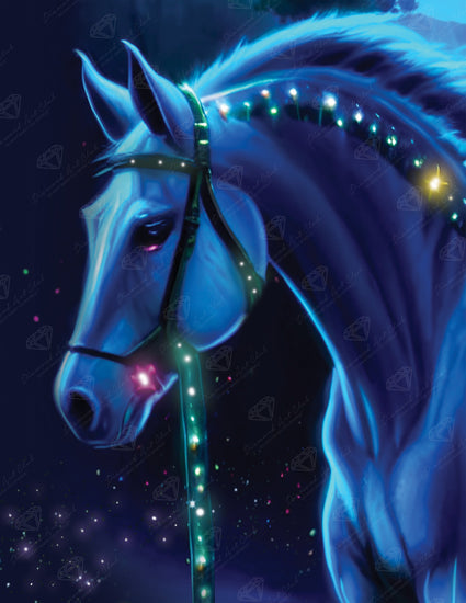Diamond Painting Midnight Rider 17" x 22" (42.9cm x 55.6cm) / Round with 32 Colors including 2 ABs and 1 Special Diamond and 2 Fairy Dust Diamonds / 31,512