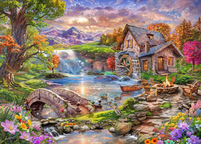 Diamond Painting Mill Pond Sanctuary 38.5" x 27.6" (97.8cm x 69.9cm) / Square with 67 Colors including 5 ABs and 2 Fairy Dust Diamonds / 110,433
