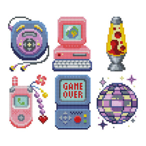 Diamond Painting Mini Dazzles™ - 90s 4" x 6" (10.2cm x 15.2cm) / Square With 25 Colors Including 1 AB and 1 Electro Diamond and 1 Iridescent Diamond and 1 Frosted Diamond and 21 Fairy Dust Diamonds / 4,629