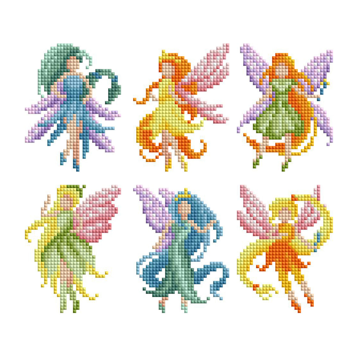 Diamond Painting Mini Dazzles™ - Fairies 4" x 6" (10.2cm x 15.2cm) / Square With 23 Colors Including 2 ABs and 1 Frosted Diamond and 20 Fairy Dust Diamonds / 3,787