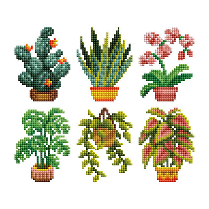 Diamond Painting Mini Dazzles™ - House Plants 4" x 6" (10.2cm x 15.2cm) / Square With 24 Colors Including 1 AB and 23 Fairy Dust Diamonds / 4,002