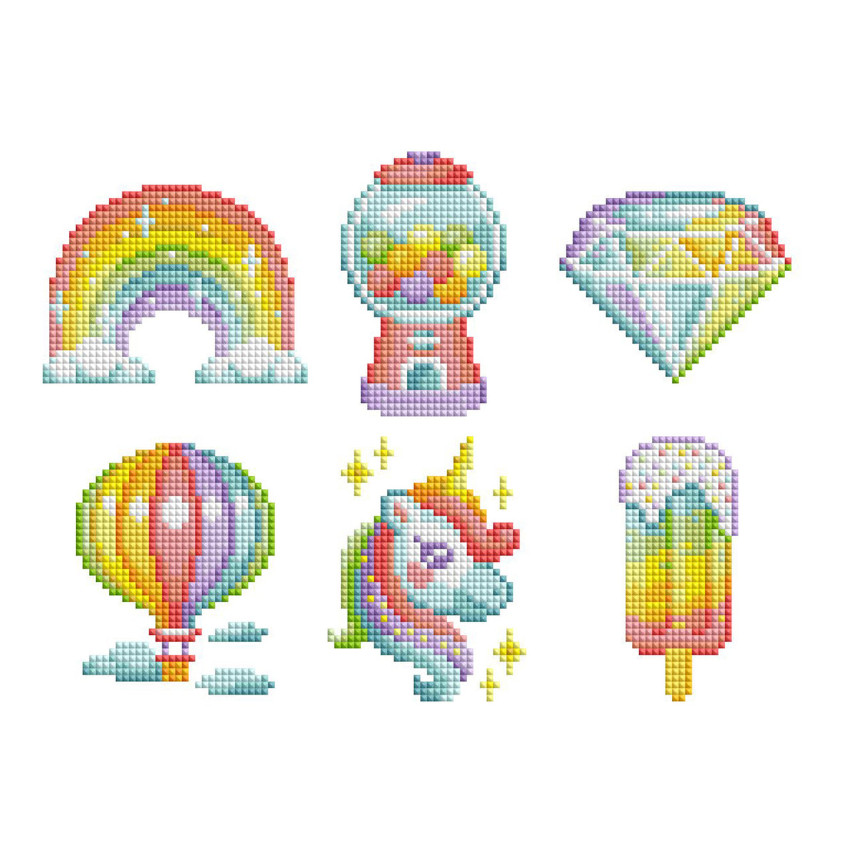 Diamond Painting Mini Dazzles™ - Rainbow 4" x 6" (10.2cm x 15.2cm) / Square With 19 Colors Including 1 AB and 18 Fairy Dust Diamonds / 4,217