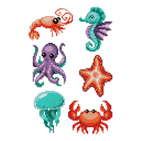 Diamond Painting Mini Dazzles™ - Sea Creatures 4" x 6" (10.2cm x 15.2cm) / Square With 18 Colors Including 18 Fairy Dust Diamonds / 3,650
