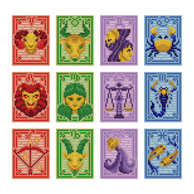 Diamond Painting Mini Dazzles™ - Zodiac Signs 4" x 6" (10.2cm x 15.2cm) / Square With 33 Colors Including 4 ABs and 1 Electro Diamond and 5 Iridescent Diamonds and 23 Fairy Dust Diamonds / 14,400