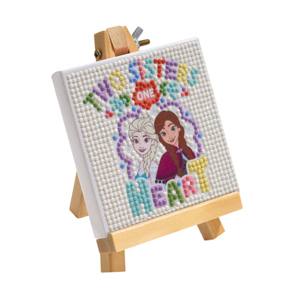 Diamond Painting Mini Easels - Two Sisters One Heart 3.9" x 3.9" (10cm x 10cm) / Round with 8 Colors / 798