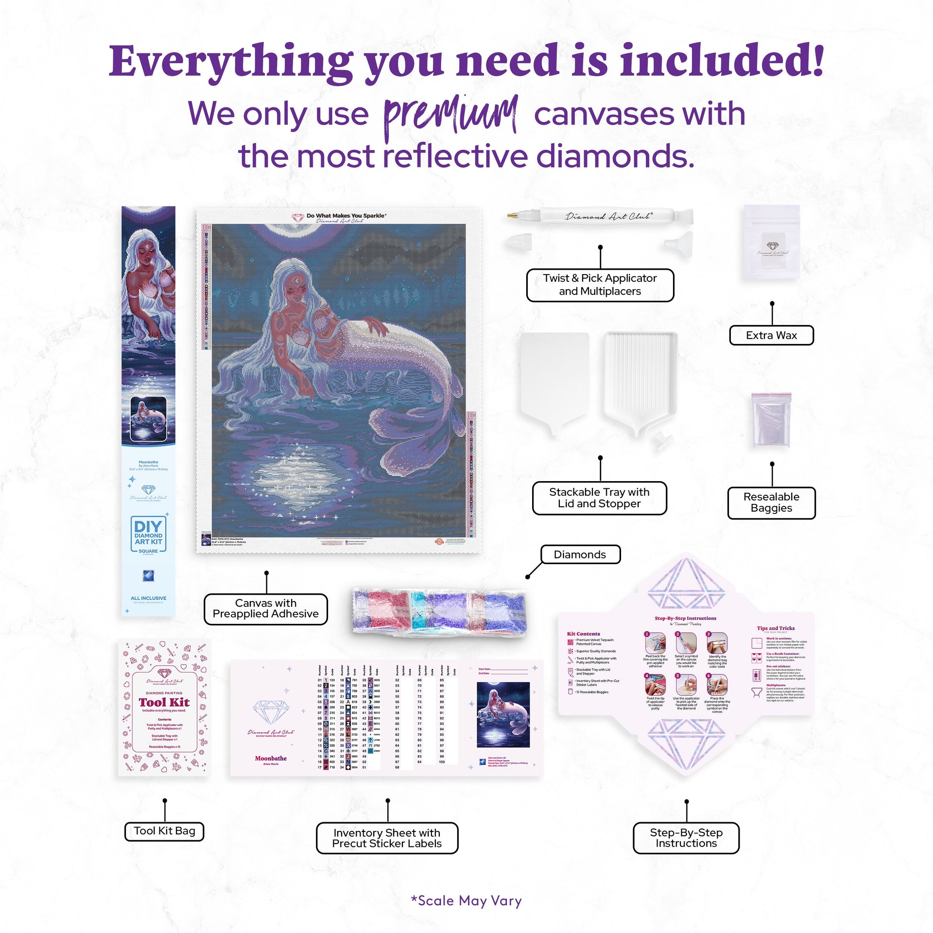 Diamond Painting Moonbathe 25.6" x 31.5" (65cm x 79.9cm) / Square with 48 Colors including 2 ABs and 1 Iridescent Diamond and 2 Fairy Dust Diamonds / 83,781