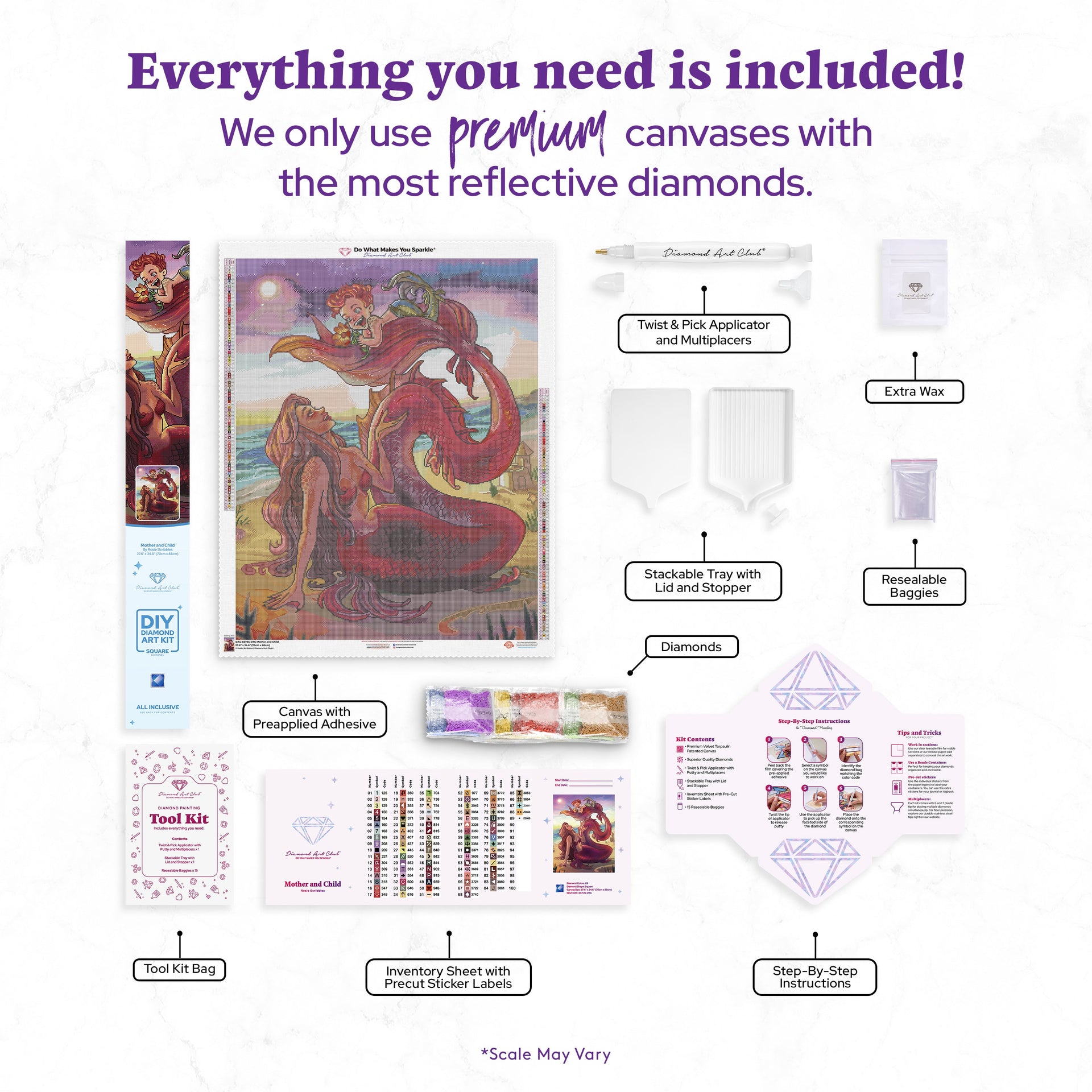 Diamond Painting Mother and Child 27.6" x 34.6" (70cm x 88cm) / Square with 89 Colors including 3 ABs and 3 Fairy Dust Diamonds / 99,193