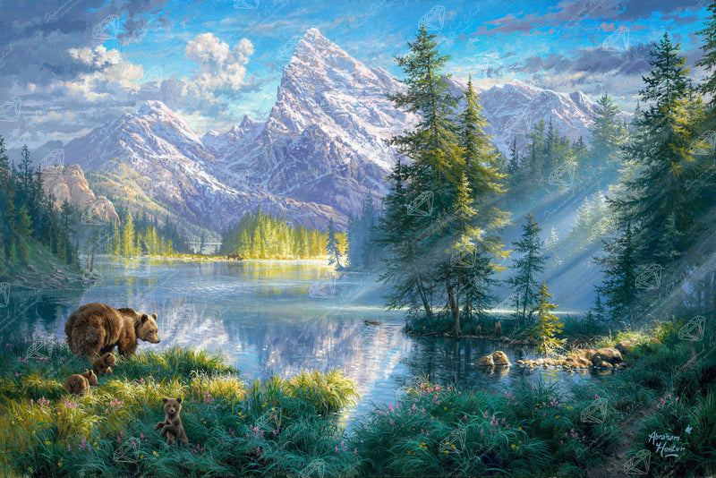 Diamond Painting Mountain Morning 41.3" x 27.6" (105cm x 70cm) / Square with 72 Colors including 5 ABs and 3 Fairy Dust Diamonds / 118,301