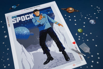 Diamond Painting Mr. Spock 22" x 32" (55.8cm x 81cm) / Square with 23 Colors Including 1 ABs and 1 Iridescent Diamonds and 2 Fairy Dust Diamonds / 72,800