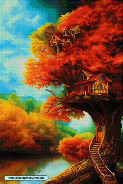 My Treehouse in Autumn Diamond Painting Kit – Diamond Art Club