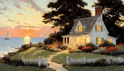 Diamond Painting Nantucket Sunset 38" x 22" (96.3cm x 55.8cm) / Square with 67 Colors including 2 ABs and 5 Fairy Dust Diamonds / 86,688