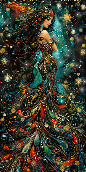 Diamond Painting New Year's Garlands 25.6" x 51.2" (65cm x 129.9cm) / Square With 82 Colors Including 3 ABs and 1 Iridescent Diamond and 1 Frosted Diamond and 3 Fairy Dust Diamonds / 136,242