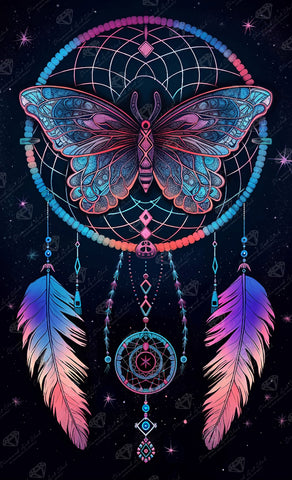 Diamond Painting Night and the Moth Dreamcatcher 22" x 36" (55.8cm x 91.6cm) / Square with 43 Colors including 3 ABs and 2 Fairy Dust Diamonds / 82,432