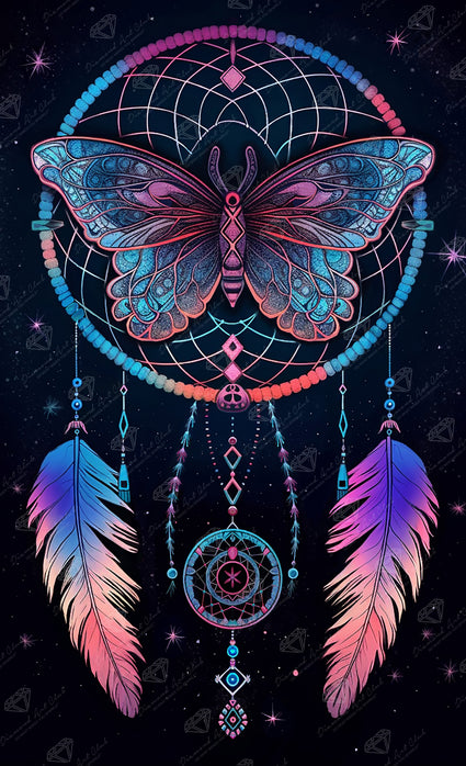Diamond Painting Night and the Moth Dreamcatcher 22" x 36" (55.8cm x 91.6cm) / Square with 43 Colors including 3 ABs and 2 Fairy Dust Diamonds / 82,432