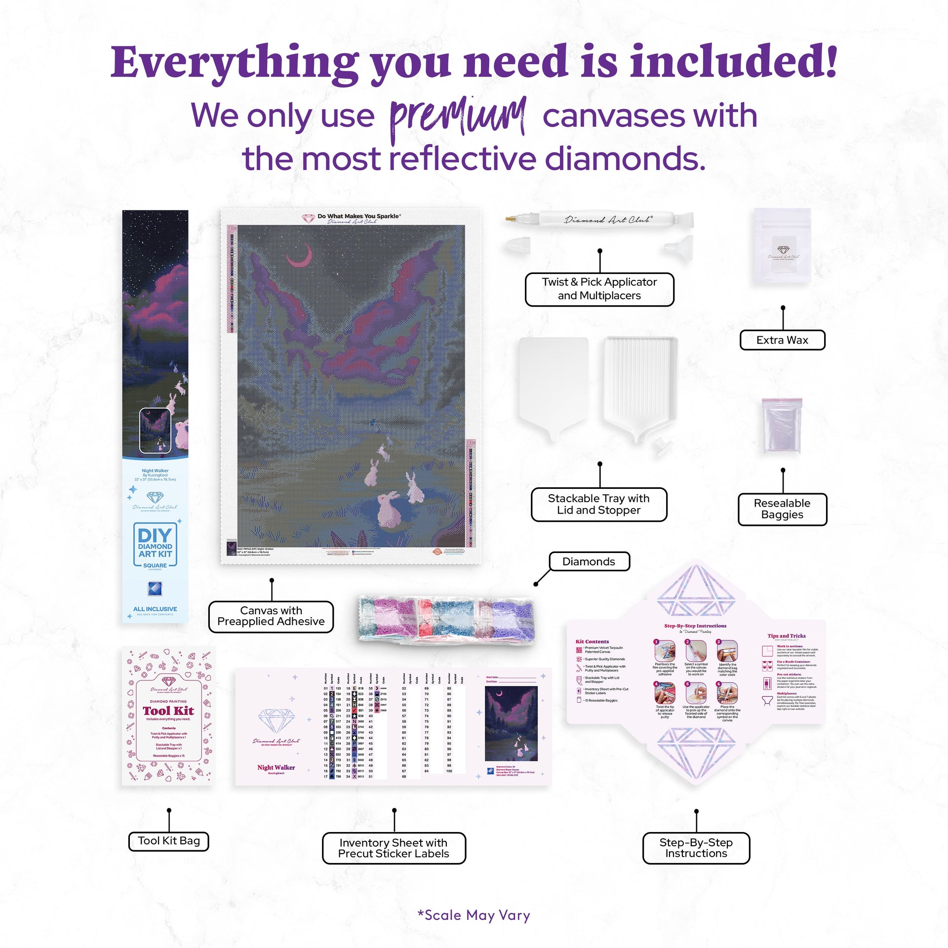 Diamond Painting Night Walker 22" x 31" (55.8cm x 78.7cm) / Square with 39 Colors Including 1 AB and 4 Fairy Dust Diamonds / 70,784