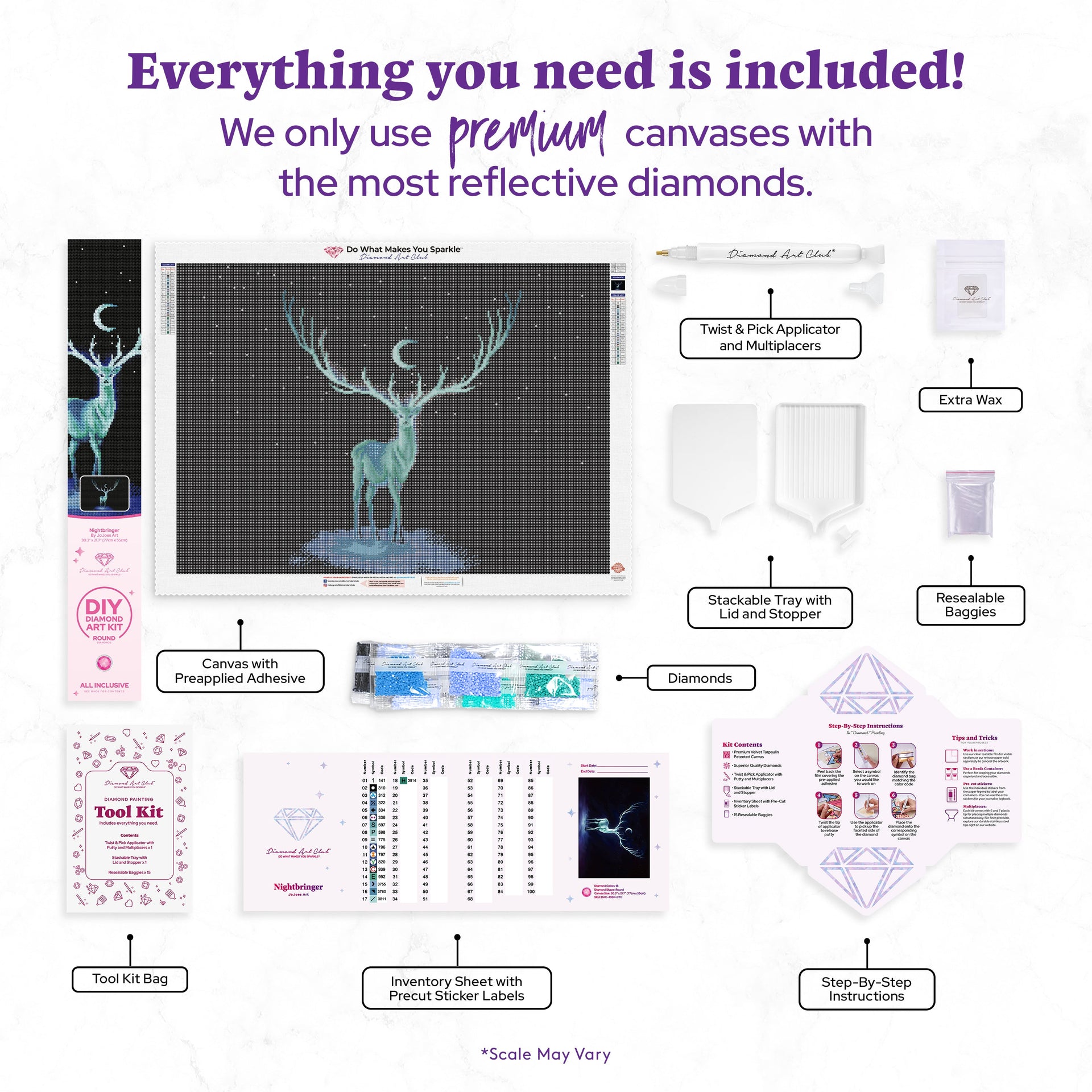 Diamond Painting Nightbringer 30.3" x 21.6" (77cm x 55cm) / Round with 18 Colors Including 1 AB / 53,233