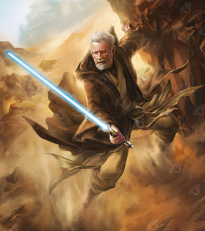 Diamond Painting Obi-Wan Kenobi™ 25.6" x 28.7" (65cm x 73cm) / Square with 59 Colors including 1 Iridescent Diamond and 5 Fairy Dust Diamonds / 76,473