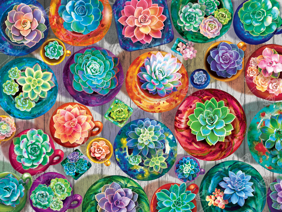 Diamond Painting Old Tucson Pottery Garden 36.6" x 27.6" (92.8cm x 69.9cm) / Square with 66 Colors including 3 ABs and 5 Fairy Dust Diamonds / 104,813