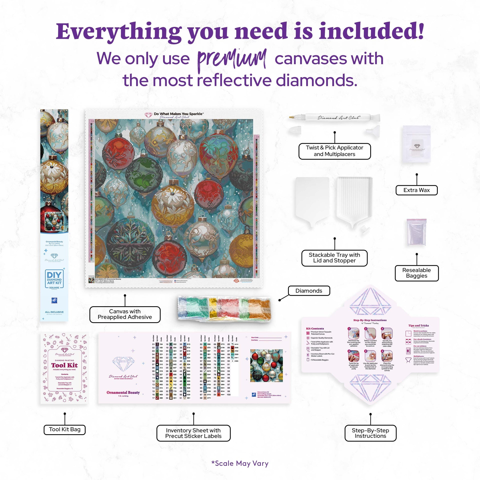 Diamond Painting Ornamental Beauty 25.6" x 25.6" (65cm x 65cm) / Square With 90 Colors Including 2 ABs and 5 Fairy Dust Diamonds / 68,121