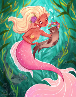 Diamond Painting Otter Friends 22" x 28" (55.6cm x 70.7cm) / Round with 60 Colors including 2 ABs and 5 Fairy Dust Diamonds / 51,914