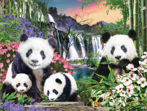 Diamond Painting Panda Bears 33.8" x 25.6" (86cm x 65cm) / Square with 60 Colors including 2 ABs and 2 Fairy Dust Diamonds / 90,045