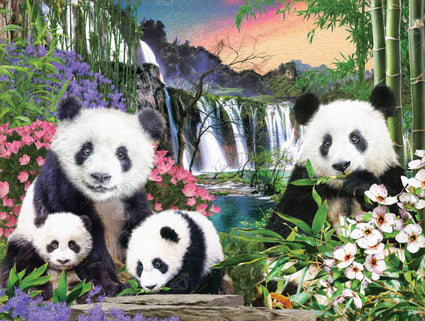 Diamond Painting Panda Bears 33.8" x 25.6" (86cm x 65cm) / Square with 60 Colors including 2 ABs and 2 Fairy Dust Diamonds / 90,045