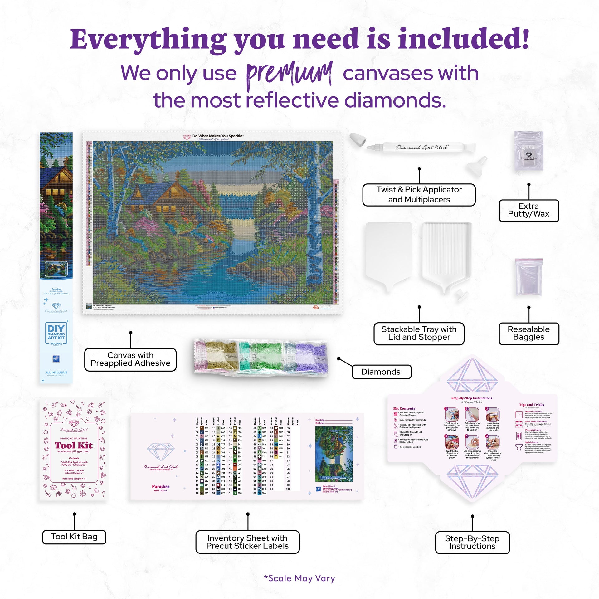 Diamond Painting Paradise 37.8" x 25.6" (95.8cm x 65cm) / Square with 76 Colors including 2 ABs and 3 Fairy Dust Diamonds / 100,485