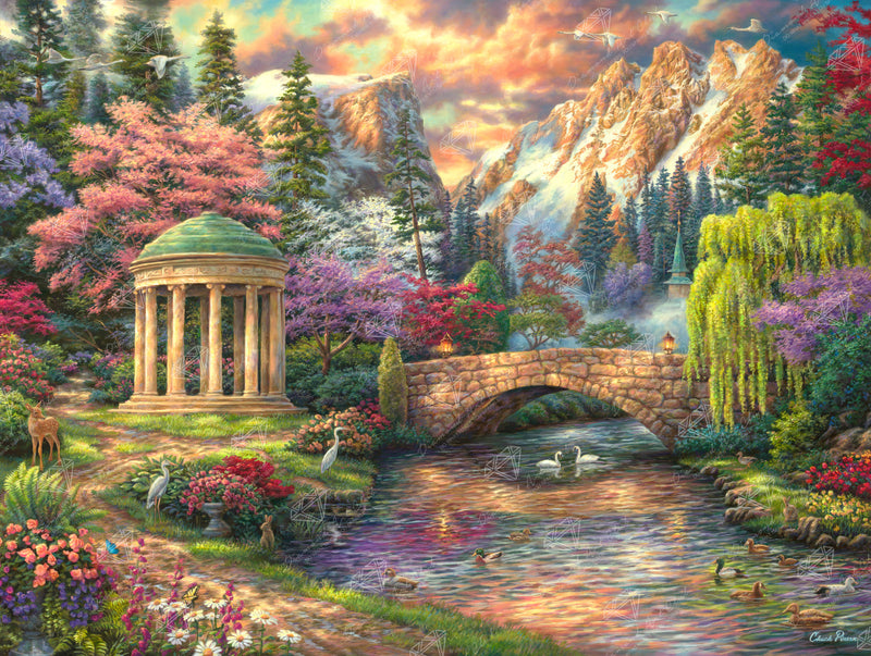 Diamond Painting Peace of the Garden 36.6" x 27.6" (92.8cm x 69.9cm) / Square With 67 Colors Including 2 ABs and 4 Fairy Dust Diamonds / 104,813