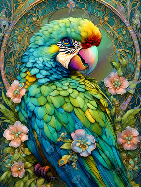 Diamond Painting Perky Parrot 22" x 29" (55.8cm x 73.7cm) / Square With 63 Colors Including 2 ABs and 4 Fairy Dust Diamonds / 66,304