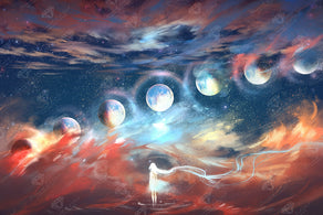 Diamond Painting Phases 30" x 20″ (76cm x 51cm) / Round with 43 Colors including 4 ABs / 49,051