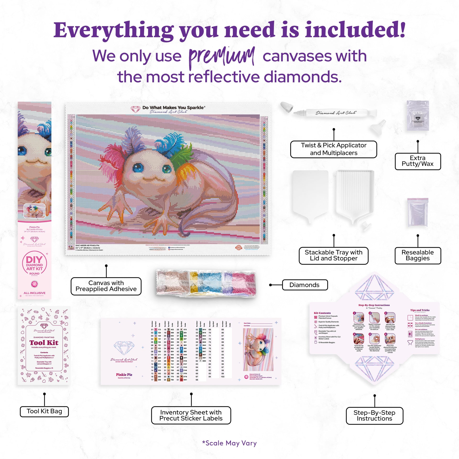Diamond Painting Pinkie Pie 24" x 17" (60.8cm x 42.6cm) / Round with 62 Colors including 5 ABs / 32,984