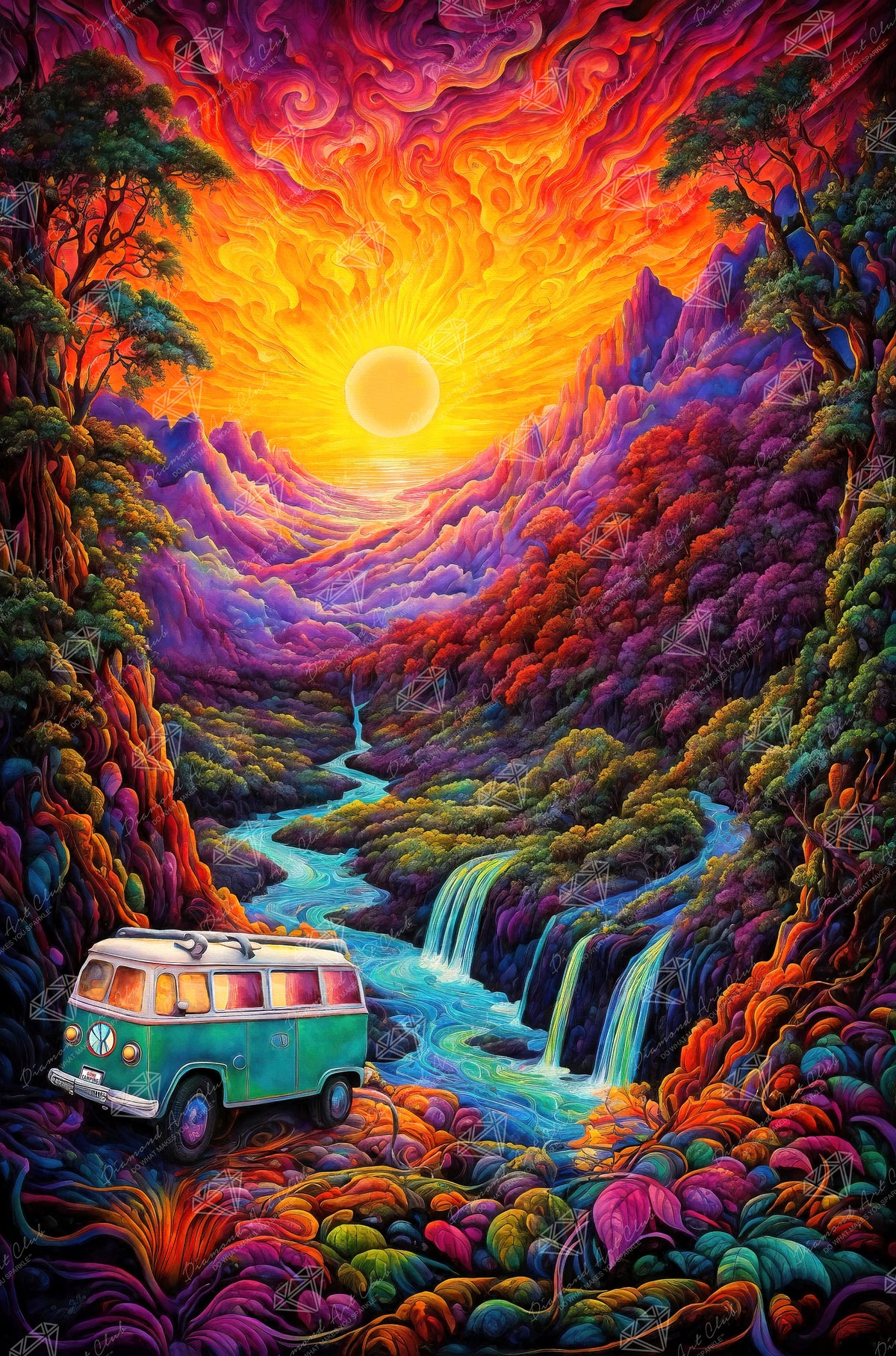 Diamond Painting Pit Stop in Paradise 27.6" x 41.7" (69.9cm x 105.8cm) / Square with 64 Colors including 3 ABs and 4 Fairy Dust Diamonds / 119,425