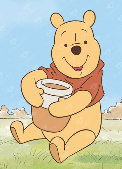 Diamond Painting Pooh Loves Hunny 13" x 18" (33cm x 45.7cm) / Round with 25 Colors including 3 Fairy Dust Diamonds / 19,920