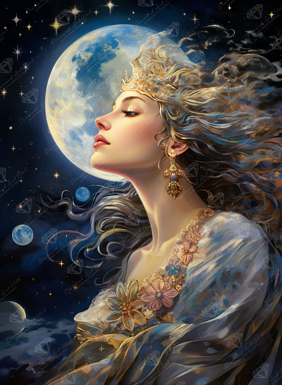 Diamond Painting Queen of the Night 21.3" x 29" (54cm x 73.7cm) / Square with 63 Colors including 4 ABs and 2 Fairy Dust Diamonds / 64,232
