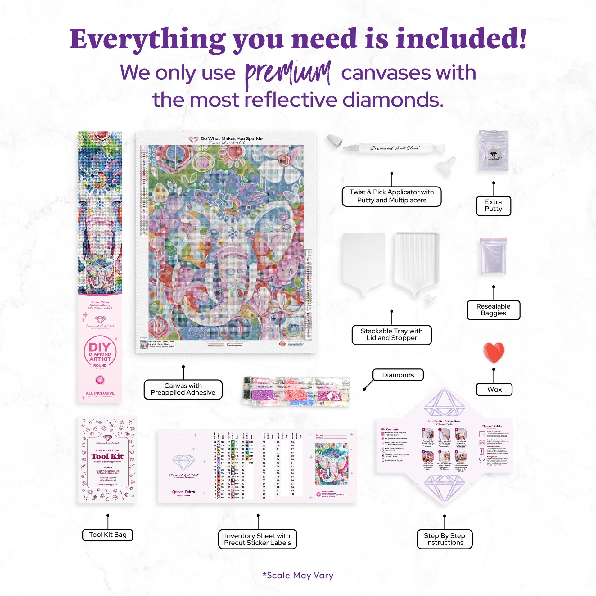 Diamond Painting Queen Zahra 20" x 25″ (51cm x 64cm) / Round with 41 Colors including 2 ABs / 40,500