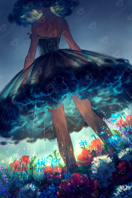 Diamond Painting Rain for My Parade 22" x 33" (55.8cm x 83.6cm) / Square with 98 Colors including 3 ABs and 2 Fairy Dust Diamonds / 75,264