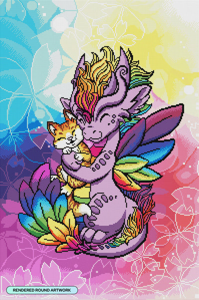 #1 DIY Diamond Art Painting Kit - Rainbow Dragon Hugging Cat | Diamond Painting Kit | Diamond Art Kits for Adults | Diamond Art Club