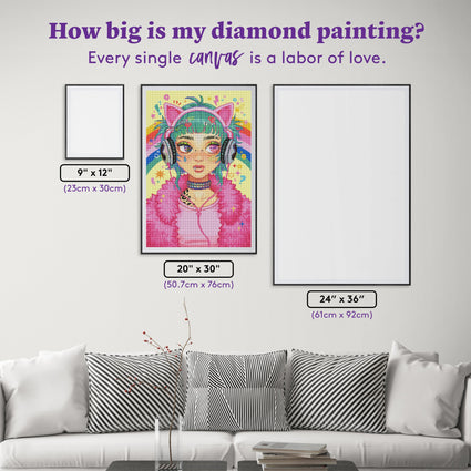 Diamond Painting Rainbow Head 20" x 30" (50.7cm x 76cm) / Round With 63 Colors Including 5 ABs, 1 Electro Diamond, and 3 Fairy Dust Diamonds / 49,051