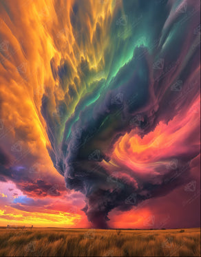 Diamond Painting Rainbow Tornado 22" x 28" (55.6cm x 70.7cm) / Round with 70 Colors including 1 AB and 5 Fairy Dust Diamonds / 51,914