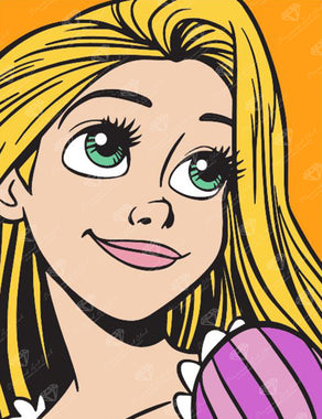 Diamond Painting Rapunzel 13" x 17" (32.9cm x 42.8cm) / Square with 9 Colors including 1 AB and 2 Fairy Dust Diamonds / 22,704