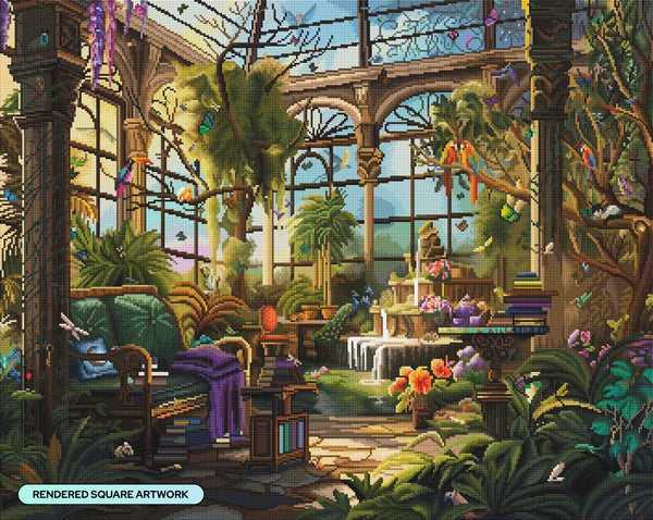 その他 DiamondArtClub Reading in the Greenhouse Reading in the Greenhouse Diamond Painting Kit – Diamond Art Club