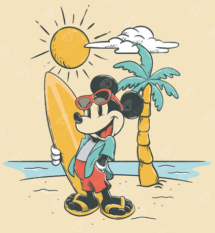 Diamond Painting Ready to Ride the Waves 13" x 14" (33cm x 35.8cm) / Round with 11 Colors including 1 AB and 3 Fairy Dust Diamonds / 15,600