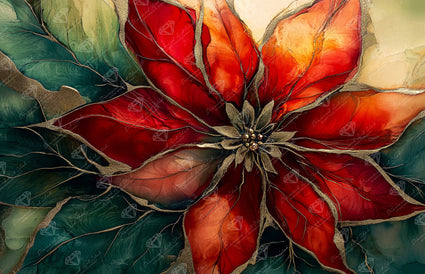 Diamond Painting Red Poinsettia 26" x 17" (66cm x 42.7cm) / Round with 46 Colors including 3 Fairy Dust Diamonds / 37,200