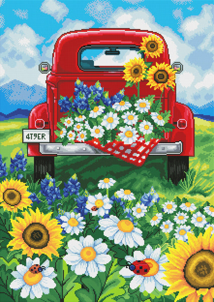 Red Truck Daisy Hill – Diamond Art Club