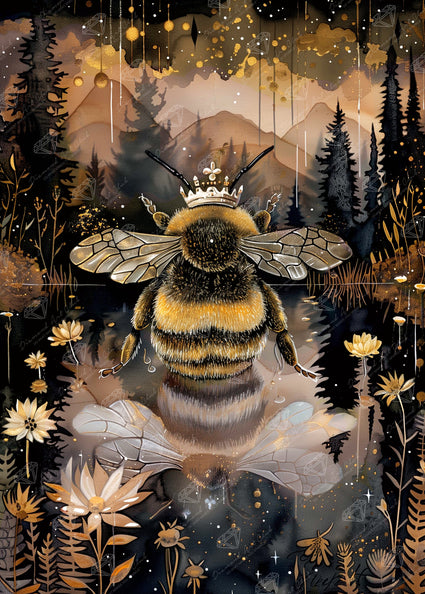 Diamond Painting Regal Honeybee 25.6" x 35.8" (65cm x 90.8cm) / Square with 43 Colors including 1 AB and 4 Fairy Dust Diamonds / 95,265