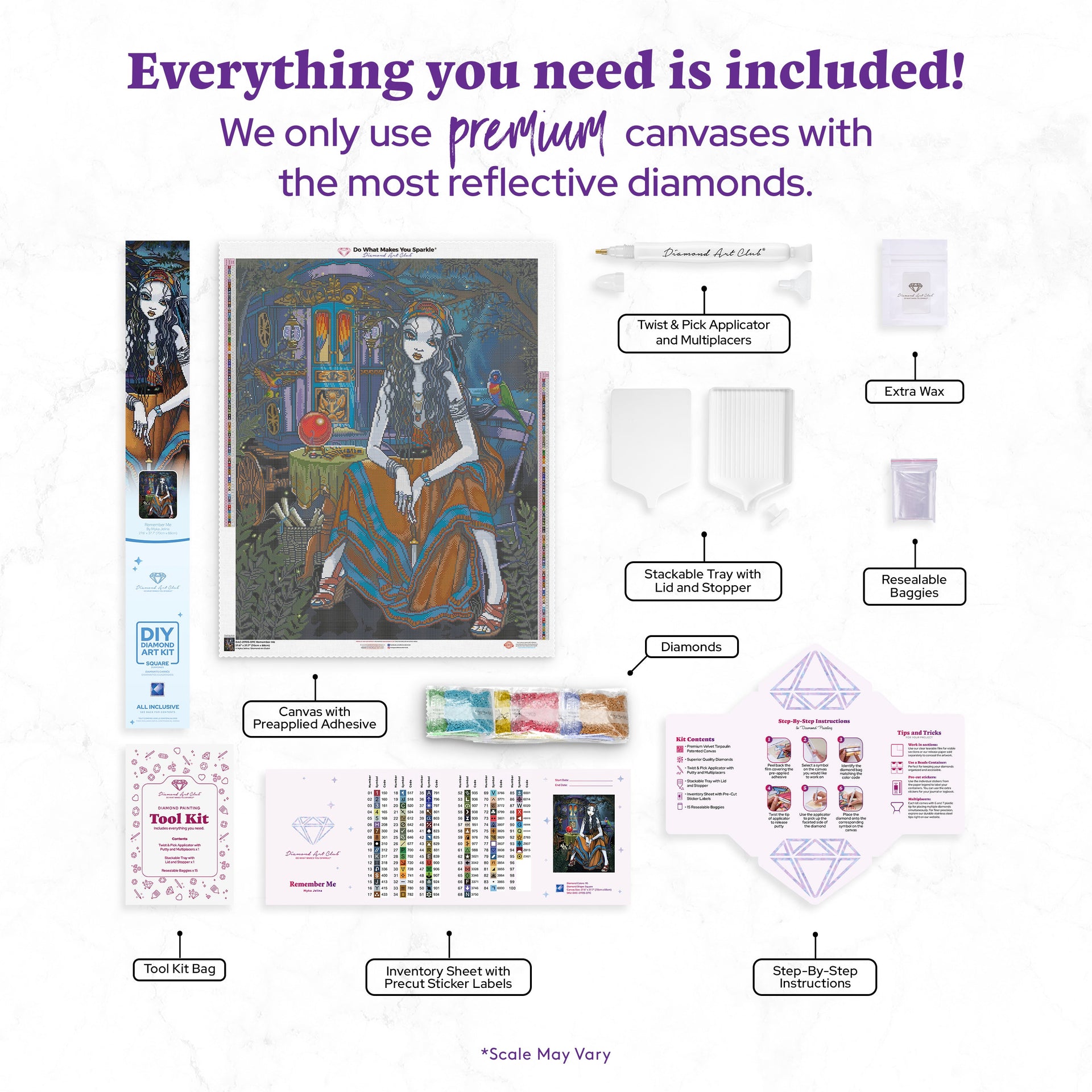 Diamond Painting Remember Me 27.6" x 37.7" (70cm x 88cm) / Square with 95 Colors including 4 ABs and 4 Fairy Dust Diamonds / 99,193